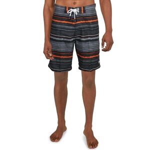 SPEEDO Mens Black Drawstring Lined Striped Athletic Fit Swim Trunks XXL